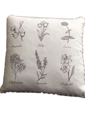 Grandinroad throw pillow. Botanical prints. Polyester linen blend 16”x 16”